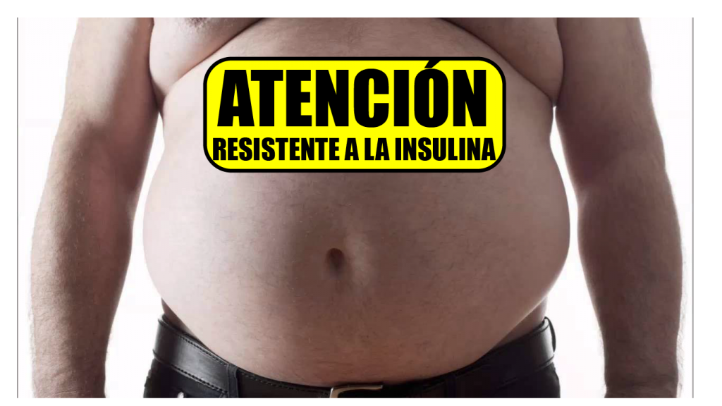 Barriga con cartel indicando resistencia a la insulina